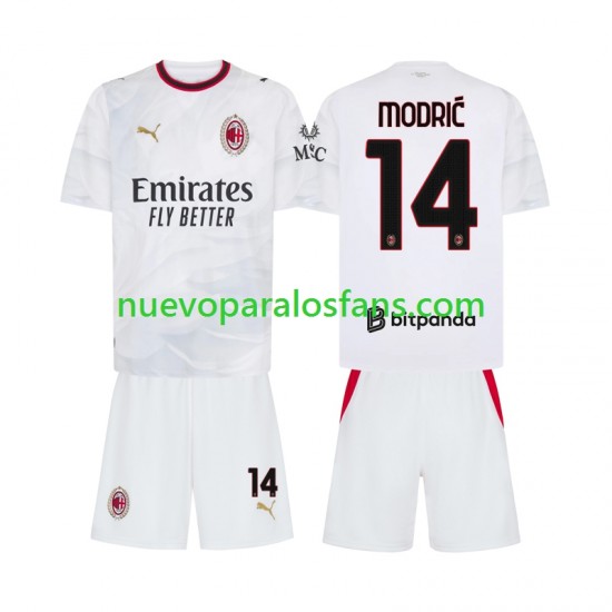 Camiseta de Fútbol AC Milan Modrić Luka 14 Niño Exterior 2026-2027 Manga Corta