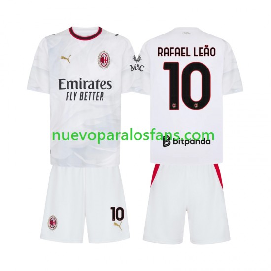 Camiseta de Fútbol AC Milan Rafael Leao 10 Niño Exterior 2026-2027 Manga Corta
