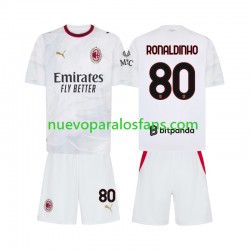 Camiseta de Fútbol AC Milan Ronaldinho 80 Niño Exterior 2026-2027 Manga Corta