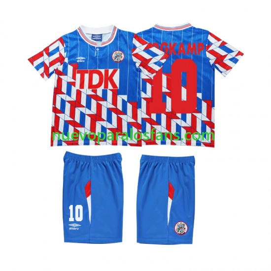 Camiseta de Fútbol AFC Ajax BERGKAMP 10 1989 1990 Retro Niño Exterior Manga Larga