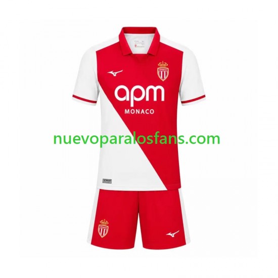 Camiseta de Fútbol AS Monaco Niño Casa 2026-2027 Manga Corta