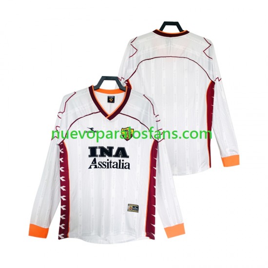 Camiseta de Fútbol AS Roma 2000 Retro Hombre Exterior 1999 Manga Larga