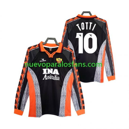 Camiseta de Fútbol AS Roma Totti 10 Retro Hombre Tercera 1998 1999 Manga Larga