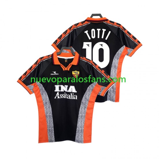 Camiseta de Fútbol AS Roma Totti 10 Retro Hombre Tercera 1998 1999 Manga Corta