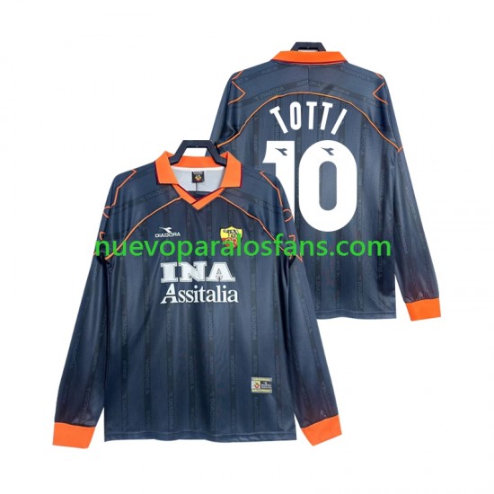 Camiseta de Fútbol AS Roma Totti 10 2000 Retro Hombre Tercera 1999 Manga Larga