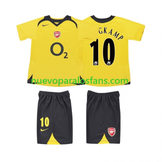 Camiseta de Fútbol Arsenal BERGKAMP 10 2005 Retro Niño Exterior 2006 Manga Corta