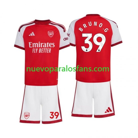 Camiseta de Fútbol Arsenal Bruno Guimaraes 39 Niño Casa 2026-2027 Manga Corta