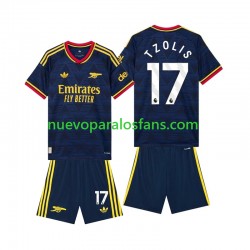 Camiseta de Fútbol Arsenal Christos Tzolis 17 Niño Exterior 2026-2027 Manga Corta