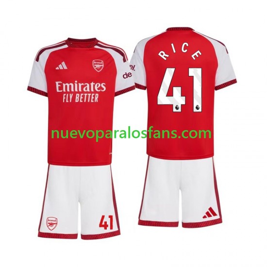 Camiseta de Fútbol Arsenal Declan Rice 41 Niño Casa 2026-2027 Manga Corta