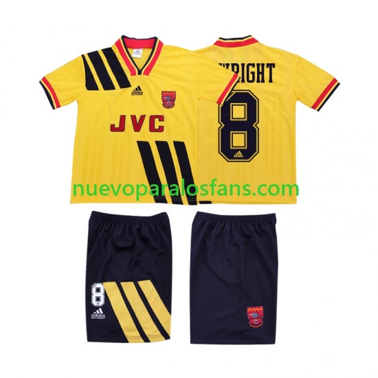 Camiseta de Fútbol Arsenal WRIGHT 8 1993 Retro Niño Exterior 1994 Manga Corta