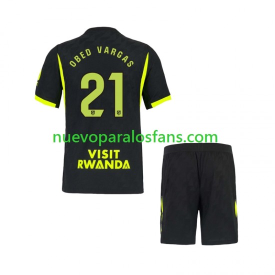 Camiseta de Fútbol Atlético Madrid Obed Vargas 21 Niño Exterior 2026-2027 Manga Corta