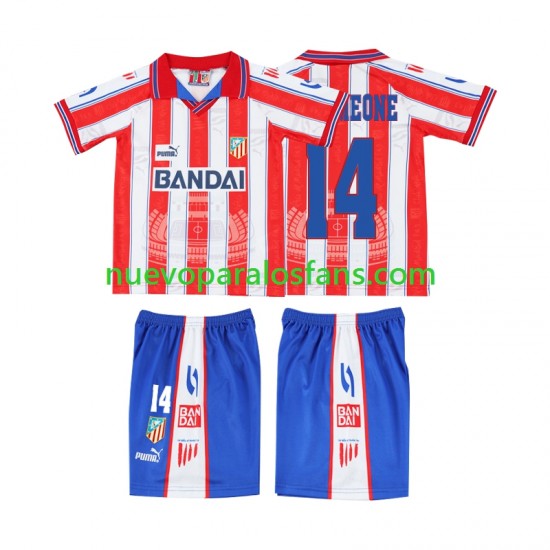 Camiseta de Fútbol Atlético Madrid SIMEONE 14 1996 1997 Retro Niño Casa Manga Corta