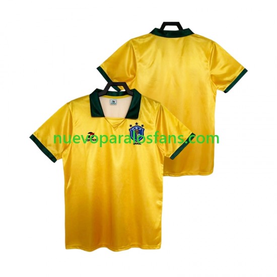 Camiseta de Fútbol Brasil 1988 Retro Hombre Casa Manga Corta
