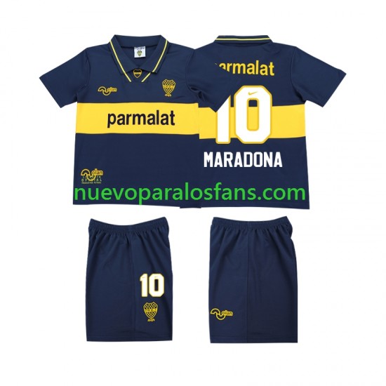 Camiseta de Fútbol CA Boca Juniors MARADONA 10 1993 1995 Retro Niño Casa Manga Corta