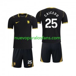 Camiseta de Fútbol Chelsea Moises Caicedo 25 Niño Exterior 2026-2027 Manga Corta