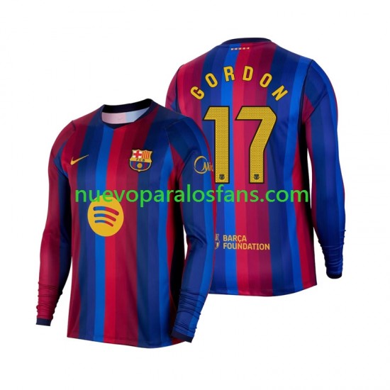 Camiseta de Fútbol FC Barcelona Anthony Gordon 17 Hombre Casa 2026-2027 Manga Larga