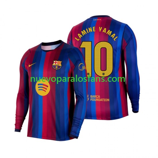 Camiseta de Fútbol FC Barcelona Lamine Yamal 10 Hombre Casa 2026-2027 Manga Larga