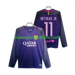 Camiseta de Fútbol FC Barcelona Neymar JR 11 2016 2017 Retro Hombre Exterior Manga Larga