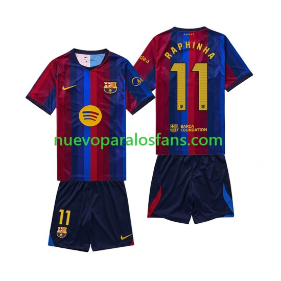 Camiseta de Fútbol FC Barcelona Raphinha 11 Niño Casa 2026-2027 Manga Corta