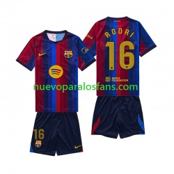 Camiseta de Fútbol FC Barcelona Rodri 16 Niño Casa 2026-2027 Manga Corta