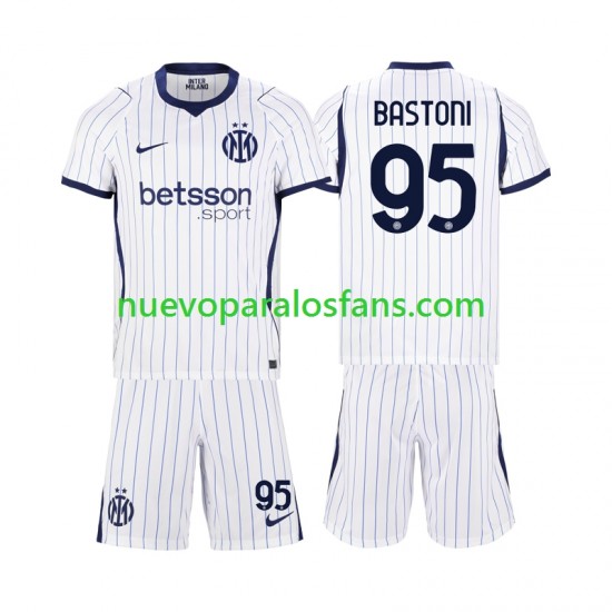 Camiseta de Fútbol Inter Milan Alessandro Bastoni 95 Niño Exterior 2026-2027 Manga Corta