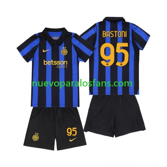 Camiseta de Fútbol Inter Milan Alessandro Bastoni 95 Niño Casa 2026-2027 Manga Corta