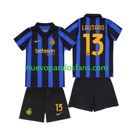 Camiseta de Fútbol Inter Milan Lautaro Martinez 13 Niño Casa 2026-2027 Manga Corta