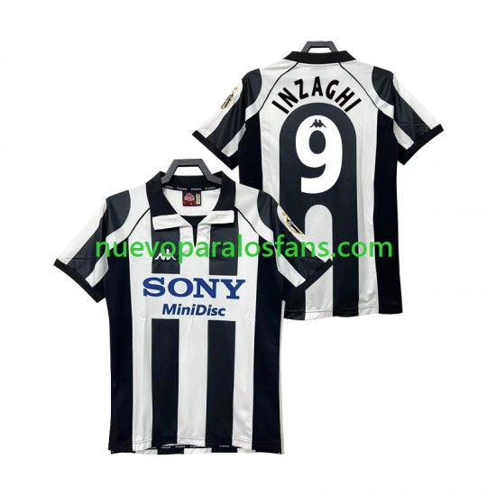 Camiseta de Fútbol Juventus INZAGHI 9 1997 Retro Hombre Casa 1998 Manga Corta