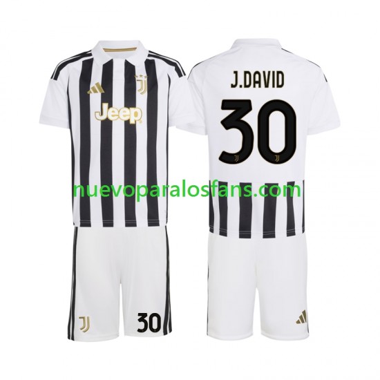 Camiseta de Fútbol Juventus Jonathan David 30 Niño Casa 2026-2027 Manga Corta