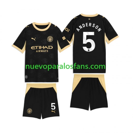 Camiseta de Fútbol Manchester City Elliot Anderson 5 Niño Exterior 2026-2027 Manga Corta
