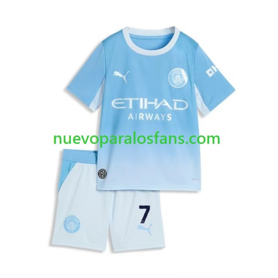 Camiseta de Fútbol Manchester City Omar Marmoush 7 Niño Casa 2026-2027 Manga Corta