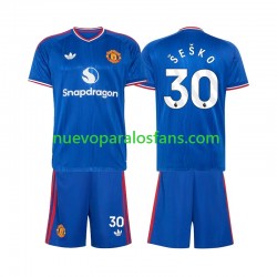 Camiseta de Fútbol Manchester United Benjamin Sesko 30 Niño Exterior 2026-2027 Manga Corta
