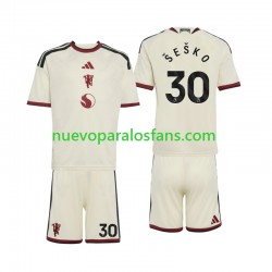 Camiseta de Fútbol Manchester United Benjamin Sesko 30 Niño Tercera 2026-2027 Manga Corta