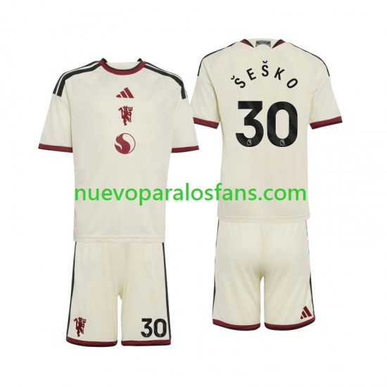 Camiseta de Fútbol Manchester United Benjamin Sesko 30 Niño Tercera 2026-2027 Manga Corta