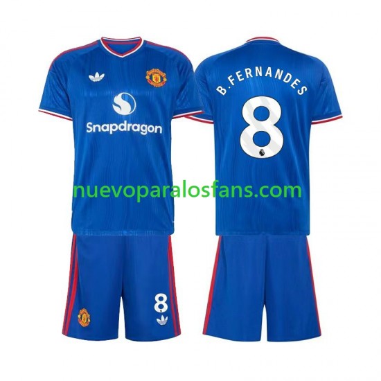 Camiseta de Fútbol Manchester United Bruno Fernandes 8 Niño Exterior 2026-2027 Manga Corta