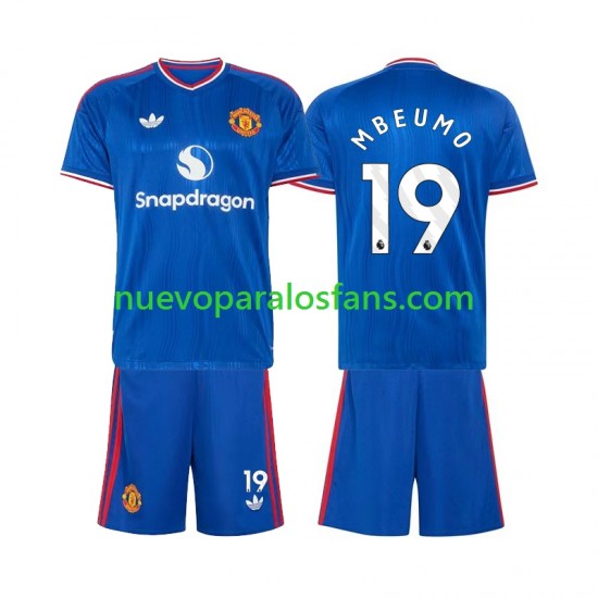 Camiseta de Fútbol Manchester United Bryan Mbeumo 19 Niño Exterior 2026-2027 Manga Corta