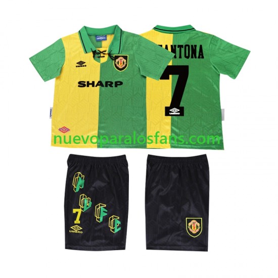 Camiseta de Fútbol Manchester United CANTONA 7 1992 Retro Niño Tercera 1994 Manga Corta