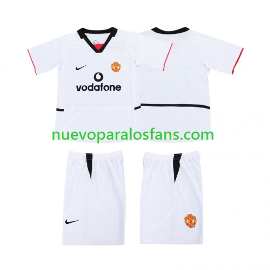 Camiseta de Fútbol Manchester United 2003 Niño Exterior 2002 Manga Corta