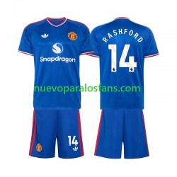 Camiseta de Fútbol Manchester United Marcus Rashford 14 Niño Exterior 2026-2027 Manga Corta