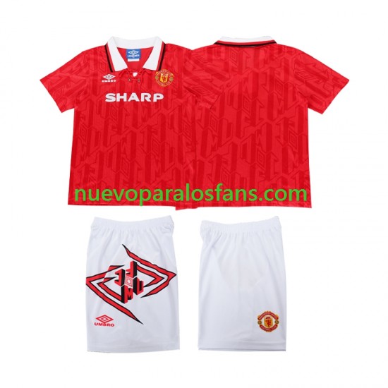 Camiseta de Fútbol Manchester United 1993 Retro Niño Casa 1994 Manga Corta