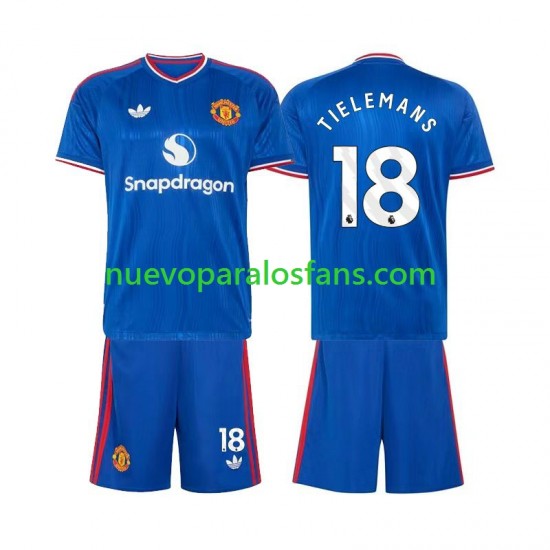 Camiseta de Fútbol Manchester United Youri Tielemans 18 Niño Exterior 2026-2027 Manga Corta