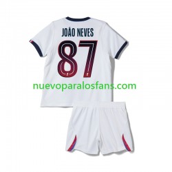 Camiseta de Fútbol Paris Saint-Germain Joao Neves 87 Niño Exterior 2026-2027 Manga Corta