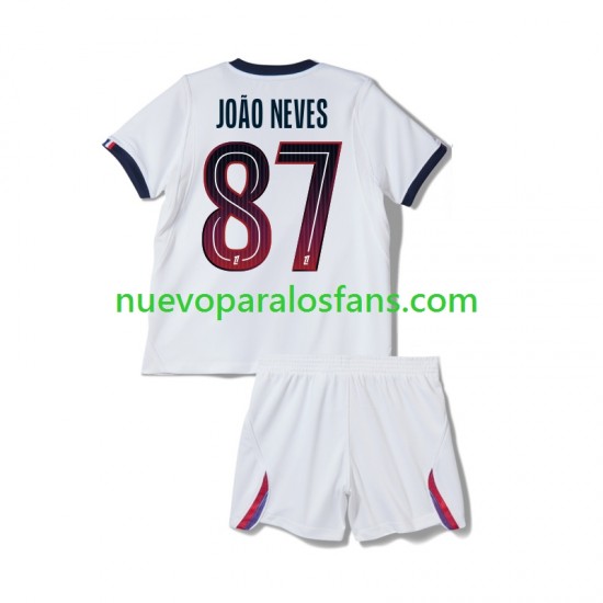Camiseta de Fútbol Paris Saint-Germain Joao Neves 87 Niño Exterior 2026-2027 Manga Corta