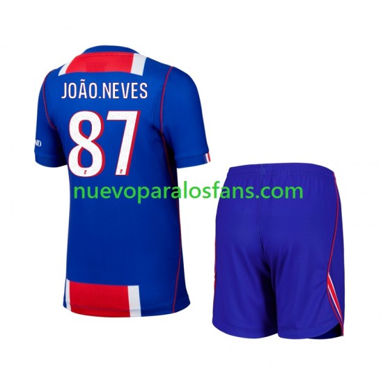 Camiseta de Fútbol Paris Saint-Germain Joao Neves 87 Niño Casa 2026-2027 Manga Corta