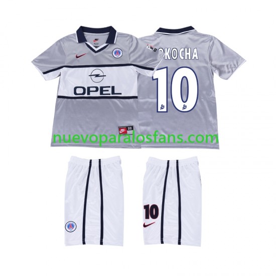 Camiseta de Fútbol Paris Saint-Germain OKOCHA 10 2000 2001 Retro Niño Exterior Manga Corta
