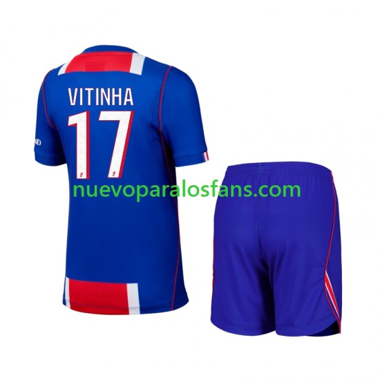 Camiseta de Fútbol Paris Saint-Germain Vitinha 17 Niño Casa 2026-2027 Manga Corta