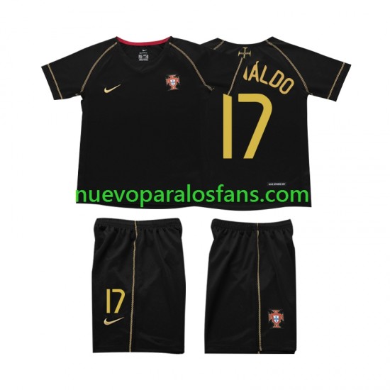 Camiseta de Fútbol Portugal Cristiano Ronaldo 17 Retro Niño Exterior 2006 Manga Corta