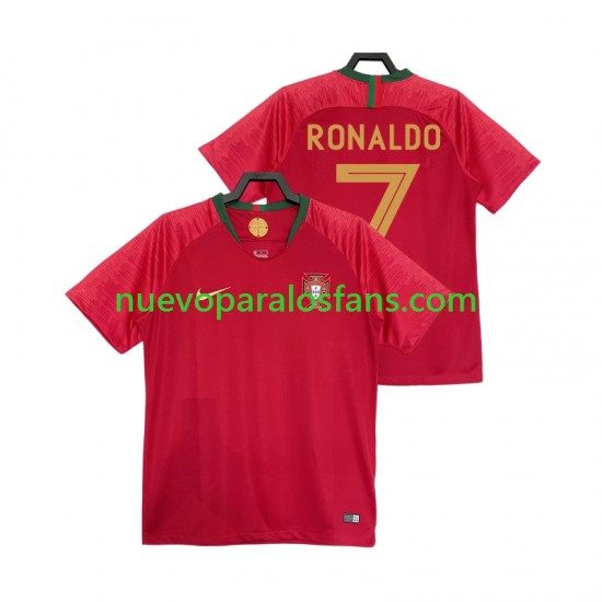 Camiseta de Fútbol Portugal Cristiano Ronaldo 7 2018 Retro Hombre Casa Manga Corta