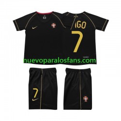 Camiseta de Fútbol Portugal FIGO 7 Retro Niño Exterior 2006 Manga Corta