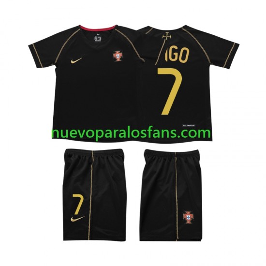 Camiseta de Fútbol Portugal FIGO 7 Retro Niño Exterior 2006 Manga Corta